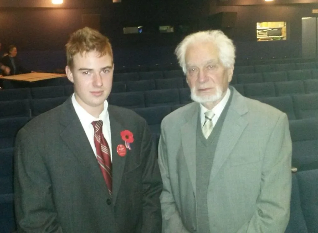 With Terezin and Auschwitz survivor Toman Brod, who was born in Prague. He was one of the first survivors I interviewed. Photo was taken in November 2013.