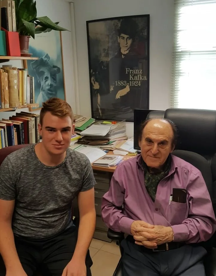 With Terezin and Auschwitz survivor and Holocaust historian Otto Dov Kulka, who greatly supported me at the beginning of my career as a historian. Photo taken in Jerusalem, December 2017.